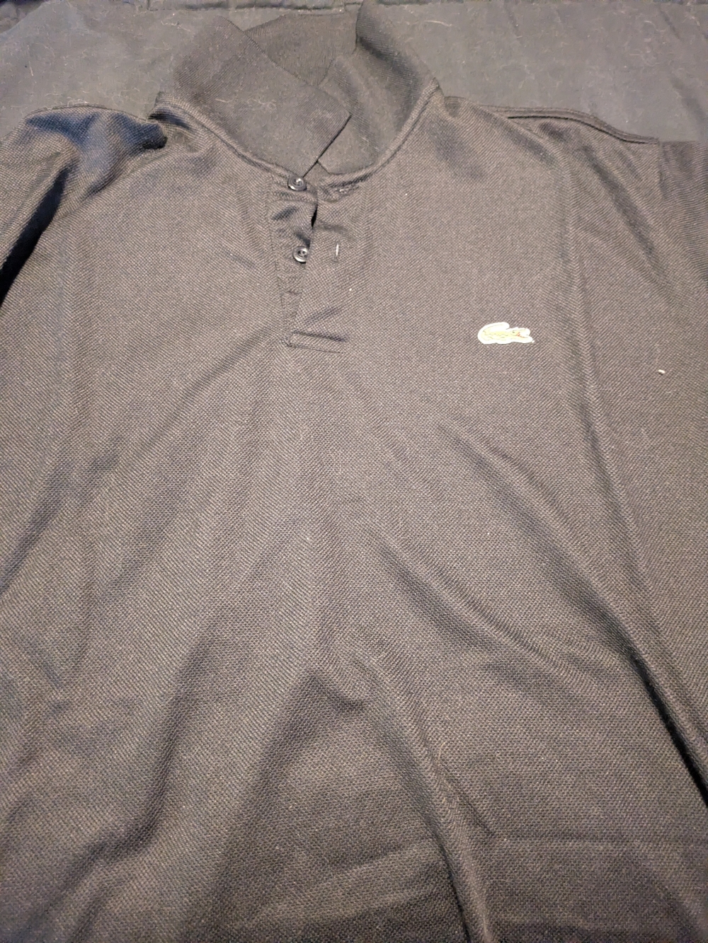 Lacoste Men's Black Henley Polo with Crocodile Logo